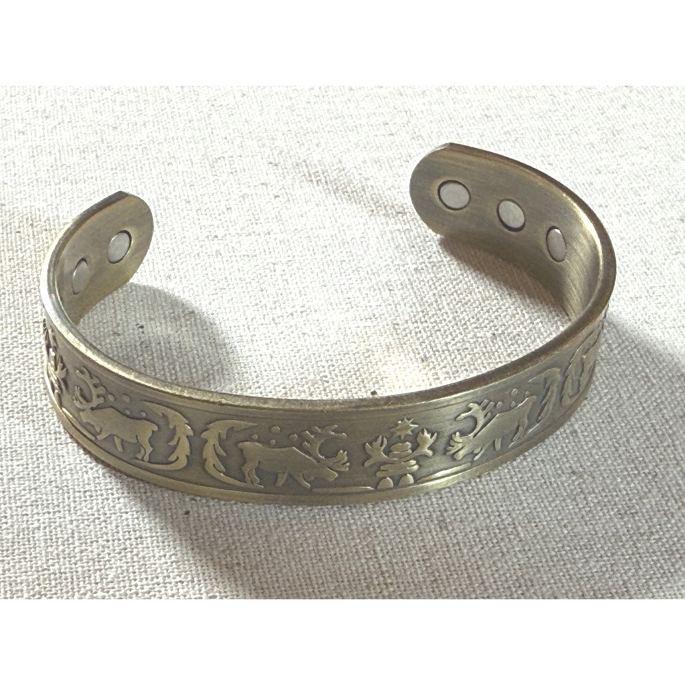 Copper Elk bronze Magnetic Therapy Cuff Bracelet Inukshuk Wellness Jewelry